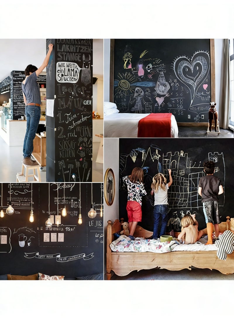 Large Chalkboard Contact Paper Roll - 17.7" x 78" (6.5 Feet) - 5 Chalks Included - Chalk Board Paint Alternative Wallpaper - Adhesive Blackboard Wall Decal Vinyl - Black Chalkboard Stickers - Image 2